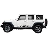 Mountain Decal Sticker Compatible with Jeep Wrangler, Rubicon, Gladiator 4 Door Rocky Mountain Offroad Sticker (Pair) (Matte Black)