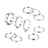 HAIAISO Silver Rings for Women Non Tarnish Stainless Steel Rings Set Dainty Silver Band Ring Stack Simple Stackable Midi Pinky Ring for Multiple Size