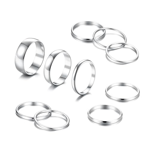 HAIAISO Silver Rings for Women Non Tarnish Stainless Steel Rings