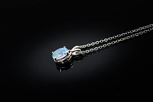 Australian Opal Jewelry - Dainty Australian Triplets Opal Necklace Pendant in Sterling Silver White Gold Plated Women's Jewelry3
