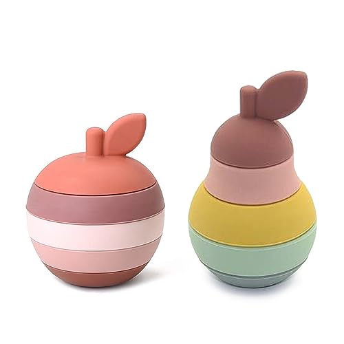 Image of Baby Stacking Toys - 2Pack - Silicone Baby Toys - Stacking Rings Baby Toy - Stacking Cups for Babies 6-12 Months - Stackable Toy - Nesting Cups - Teething Modern Gender Neutral Item - Baby Gift