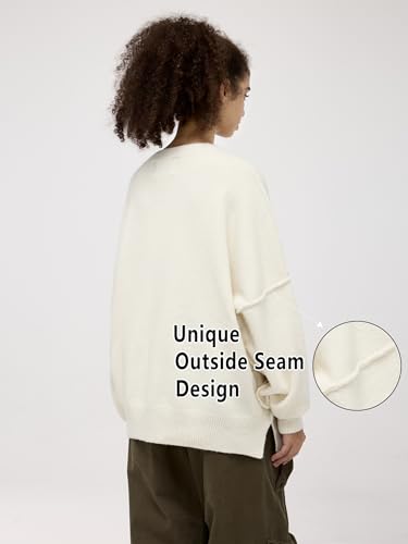 Aelfric Eden Women's Sweaters Oversized Crewneck Fall Sweater Casual Batwing Ribbed Knit Side Slit Pullover Tops4