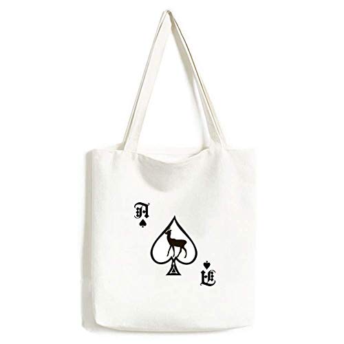 Sac à main chevreuil noir lavable à motif de bêche et poker insolite