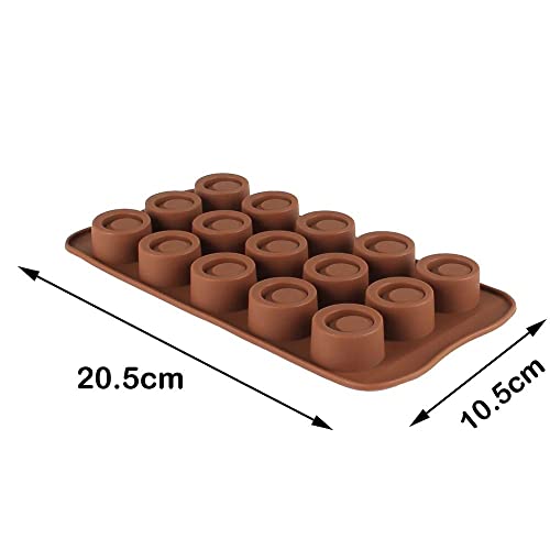 Image of Cake Decor Silicon 15 Cavity Round Design Brown Chocolate Mould, Ice Mould