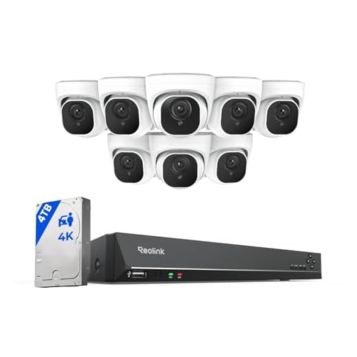 REOLINK 4K Security Camera System Wired, 8pcs H.265 Dome 4K PoE Cameras for Home Security Outdoors, Smart Person Vehicle Detection, 16CH NVR with 4TB HDD for 24-7 Recording, RLK16-800D8