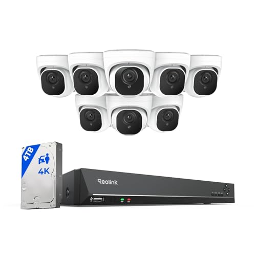 REOLINK 4K PoE Security Camera System Wired, 8pcs 8MP PoE...