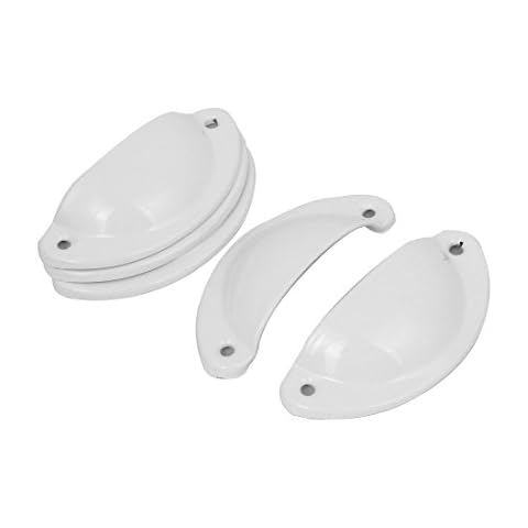 sourcing map Pomo Tirador De Armario Ropero Forma De Concha De Hierro Blanco 5Pcs Cover