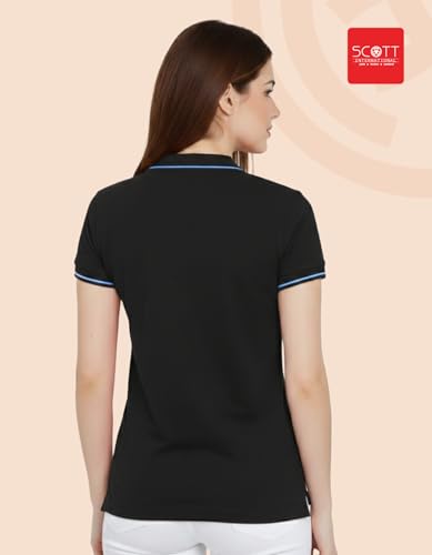 Image of Scott International Women's Cotton Polo T-Shirt | Half Sleeve Plain Collar Tee | Stylish Casual Top | Plain T-Shirt for Girls | Workwear for Office & Casual Wear