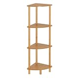 DRW Estanteria de Suelo rinconera con 4 baldas de Madera en Natural