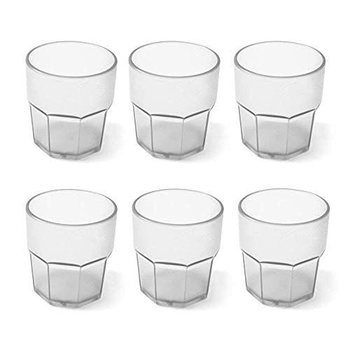 OMADA Design Set 6 Bicchieri Acqua da 30 cl, Impilabili, in Plastica per uso Esterno, Lavabili in Lavastoviglie, Made in Italy, Linea Unglassy, Trasparente