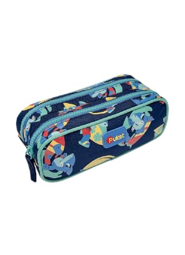 PUKET - Estojo Escolar Pequeno Duplo Puket Tuba Azul Marinho