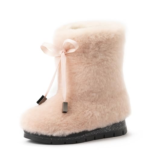 LITVIN Handmade pale pink real sheepskin fur boots for girls Kids mukluks Mouton fur boots children2