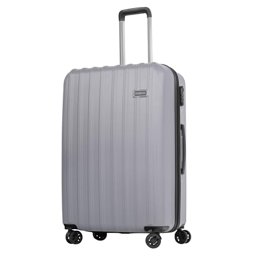 HANSEKOFFER Hartschalenkoffer mittelgroß · Koffer L · Reisekoffer mit Rollen · Trolley mit Teleskopgriff · Leicht · Rollkoffer mit Zahlenschloss · Silber