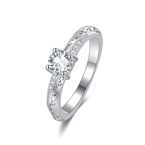 Engagement Rings for Women S925 Sterling Silver Moissanite Filigree Wedding Rings Anniversary Promise Rings for Her Women Wife Lover