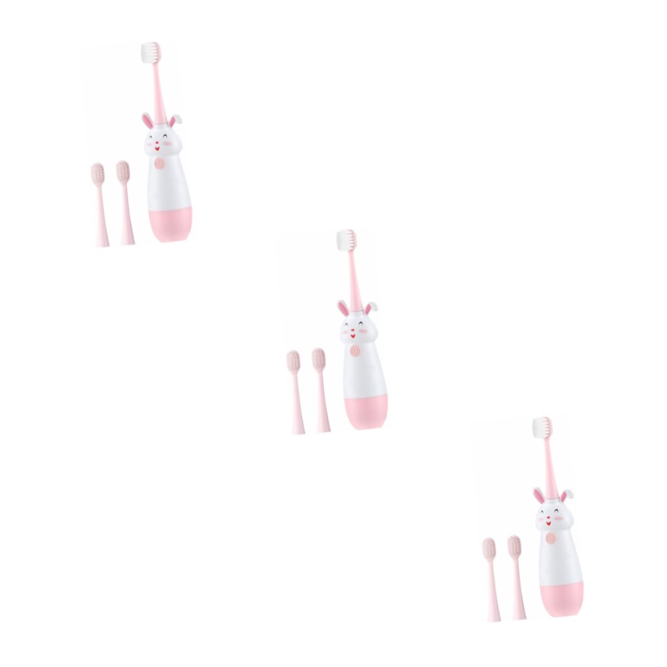 3sets Spazzolino Elettrico Per Ragazza Ragazza Forma Spazzolino Ricaricabile Colore Rosa Facile Usare Per Viaggi Setole Morbide e Design