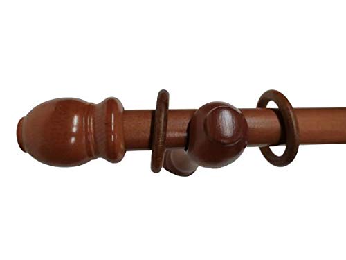 Generico Bastone per Tenda in Legno Rifinito a Mano Sistema a Strappo Largo 2 Metri Completo di Staffe e 20 Anelli Artigianale Diametro Bastone 35 mm (31)