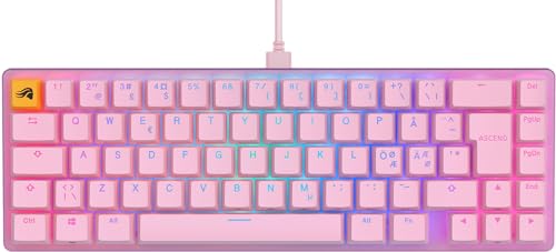 Glorious Gaming GMMK 2 Compact 65% - Teclado gaming mecánico, compacto TKL 65%, carcasa de aluminio, personalizable, keycaps dobles, switches Fox, RGB, distribuciones QWERTY nórdico - Rosa