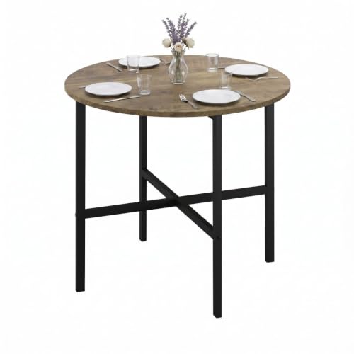 Image of URBNLIVING 80cm Diameter Round Dining Table 4 Seater X-Frame Base