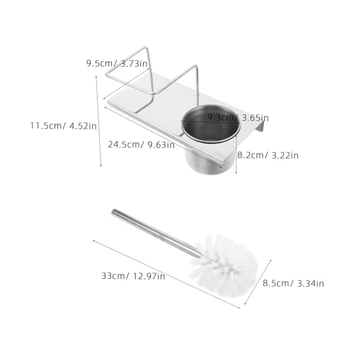 Brosse WC avec Étagère Intégrée et Support Mural en Acier Robuste - 3
