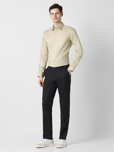 Image of Peter England Men's Cotton Slim Fit Ditsy Printed Full Sleeve Shirt