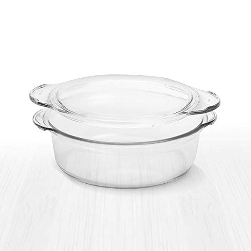 Clear Round Glass Casserole by Simax  Deep Dish With Lid Heat Cold and Shock Proof Microwave Oven Freezer and Dishwasher Safe Made in Europe 15 Quart