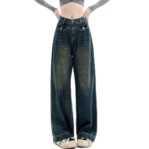 Straight Leg Jeans for Women High Waisted Boyfried Denim Pants Ripped Distressed with Pockets Baggy Jean Trousers