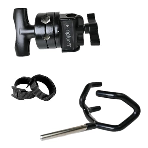 Image of Microphone Boom Pole Mounting Kit with Cradle and 2.5-inch Grip Head - Sturdy Metal Holder for C-Stands and Mic Stands - Audio Recording and Boompole Support - black