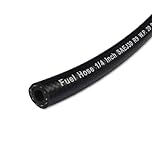 SAE J30 R9 Automotive Fuel Hose, Black, Fluoroelastomer Inner Lining, 6.3mm ID x 12.7mm OD, Ethanol Compatible, High Chemical Resistance, 1m Length