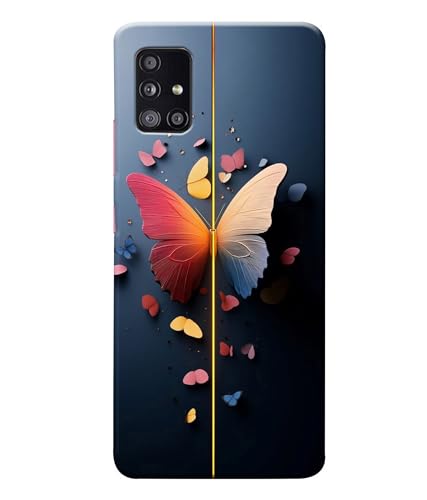 Image of Stylish Butterfly Printed Hard Back Case Cover Compatible for Samsung Galaxy A51 5G (Multicolor) - D1665