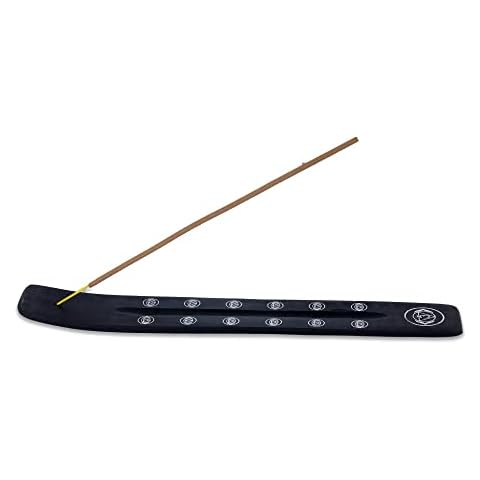 Yajna Traditional-Handmade-Burner Wooden-Incense-Stick-Strip-Holder Ash-Catcher-Stand for-Aromatherapy-Meditation-Yoga (Black Strength) 10 Inches, Pack of 1 Cover
