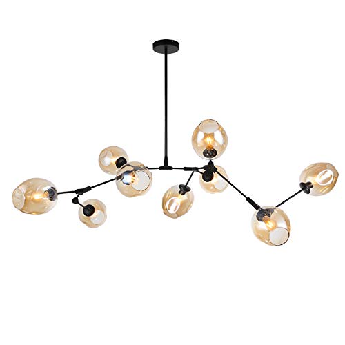 Luminaires en métal soufflé à la main hauteur réglable pour hauts plafonds sombres
