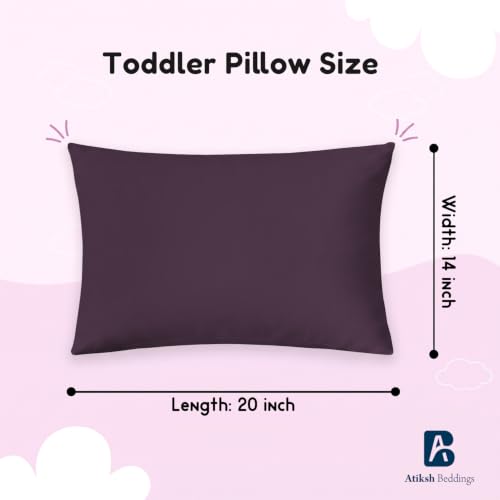 Image of Atiksh Beddings 14x20 Toddler Travel Pillow Cases, Pack of 2, 100% Egyptian Cotton, 600 Thread Count, Zipper Closure, Small Pillowcase for Kids, Daycare, Preschool & Travel, Plum