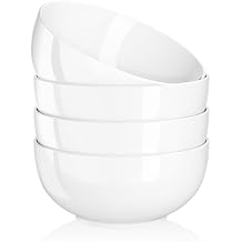 Quatish 4-Piece Cereal Bowls,Soup Bowl for Kitchen,Durable and Easy to Clean Ceramic Bowls,Microwave & Dishwasher Safe, Ideal for Ramen,Salad,Rice,Snacks and Desserts24 OZ, White