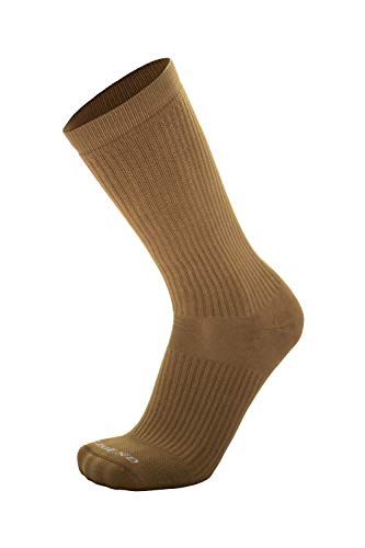 LEGEND (Warm Weather) Compression Superior Moisture Wicking Nylon Tactical Boot Socks (Coyote Brown, Large)