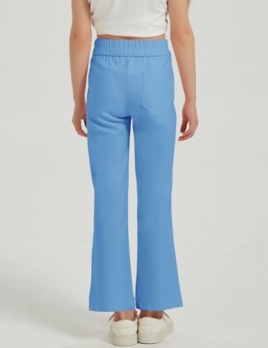 Flygo Girls Flare Yoga Pants Kids High Waisted Multiple Pockets Bell Bottoms Button Bootcut Stretchy Pants3
