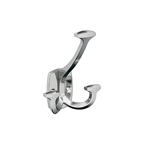 Image of Amerock Vicinity Triple Prong Polished Chrome Wall-Mounted Hook | Decorative wall hook in durable zinc construction for coats, hats, bags, towels, and everyday organization