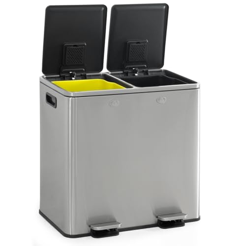Caneca de basura doble acero inoxidable 50L