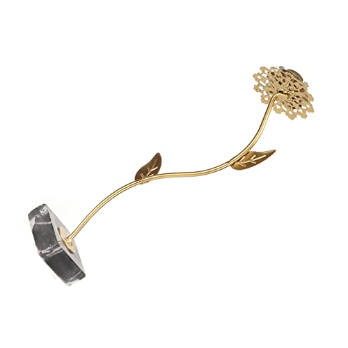 Herchr Metal Flower Statue, Beautiful Metal Flowers Outdoor Decor, Small Metal Flower Statue Exquisite Flower Sculpture With Marble Base For Room Decoration Housewarming Gifts #TOP7