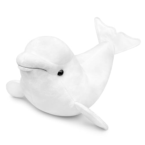 Lilizzhoumax Realistic Beluga Whale Plush Toy, 15.7" Soft Stuffed Animal, Cute Sea Animal Home Decoration Gift for Kids White - Image 3