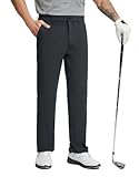 MICHEL ROUEN Winter Golf Pants for Men Fleece Lined Work Dress Pants Stretch Water-Resistant Casual Trousers Dark Grey