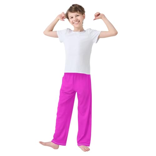 ZZXXB Rose Red Boys Long Pants Soft Trousers Elastic Waist Kids Lounge Bottoms with Pockets S-XL2
