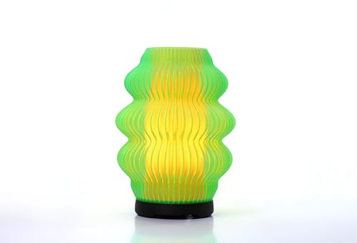 Image of Haydn Modern Table Lamp for Bedroom & Living Room | Aesthetic Ribbed Glass Design | Warm LED Light | Bedside Night Lamp for Home Decor & Kids Room | Clear Green | Pack of 1