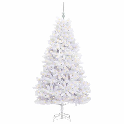 Sapin de Noël blanc 180 cm à branches articulées et éclairage LED intégré - 3