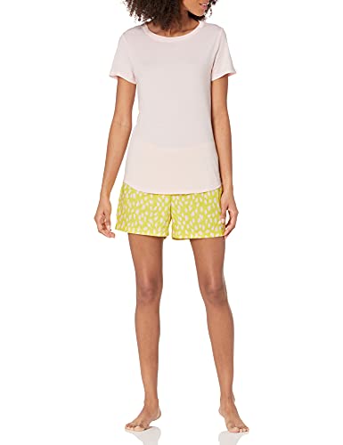 Image of Amazon Essentials Women's Poplin Short and Sleep Tee Pajama Set