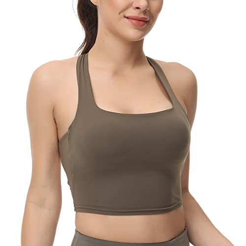 Image of romansong Strappy Yoga Sports Bras for Women Padded Criss-Cross Back Tank Tops