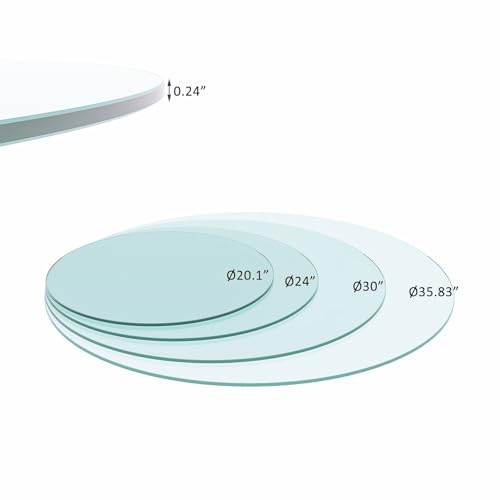 Image of 20 Inch Round Tempered Glass Table Top, 1 /4 Inch Thick Clear Glass with Polished Edge, Safety Glass Circle for Dining Table Top, Desk, Patio Base Replacement