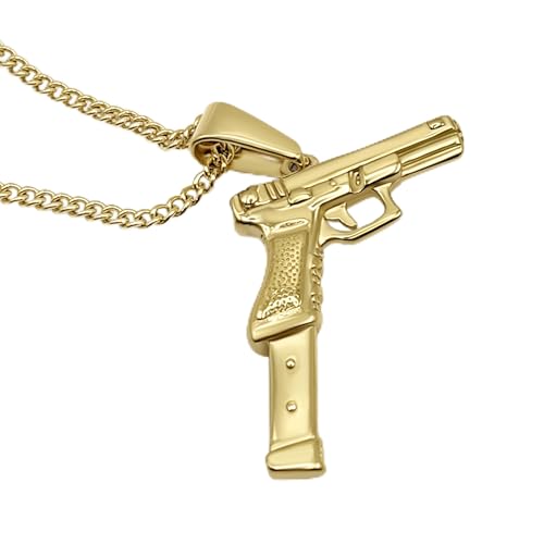 Bijoux audacieux Rock & Urban DVNCI avec chaîne 20" et pendentif pistolet pour homme