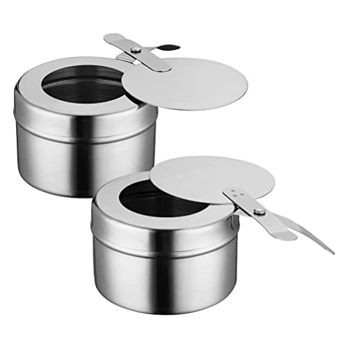 Abaodam 2Pcs Buffet Warmer Warming Trays For Buffets Party Stove Food Parties Fuel Cans Holder Set Chafing Dish- Stainless Steel Fuel Holder With Cover Chafer Canned Heat Fuel #TOP7