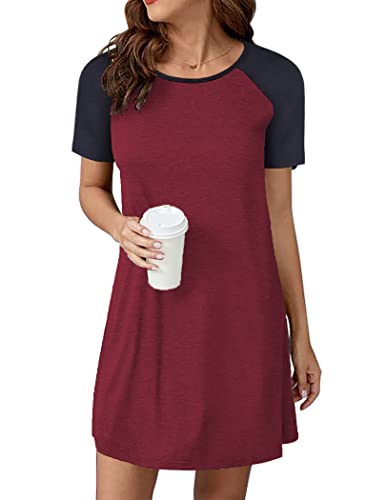 Image of Ekouaer Sleep Shirts for Women Short Sleeve Night Shirts for Sleeping Pullover Nightgown Soft Nightdress S-XXXL