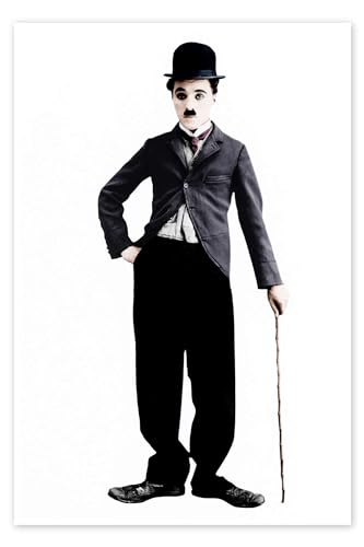 Charlie Chaplin with Bamboo Stick Poster 20 x 30 cm Noir et blanc Tableaux Décoration murale
